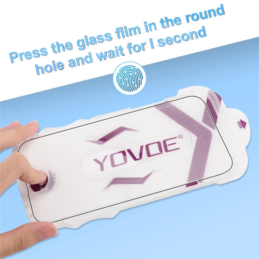 YOVOE For iPhone 17 Pro Max Screen Protector Silk Printing HD Tempered Glass Film with Installation Tool - 4