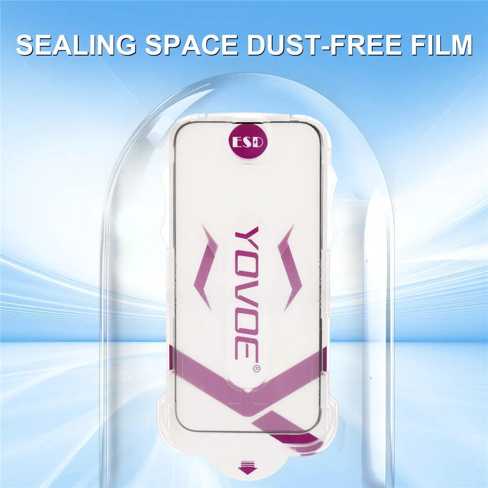 YOVOE For iPhone 17 Pro Max Screen Protector Silk Printing HD Tempered Glass Film with Installation Tool - 5