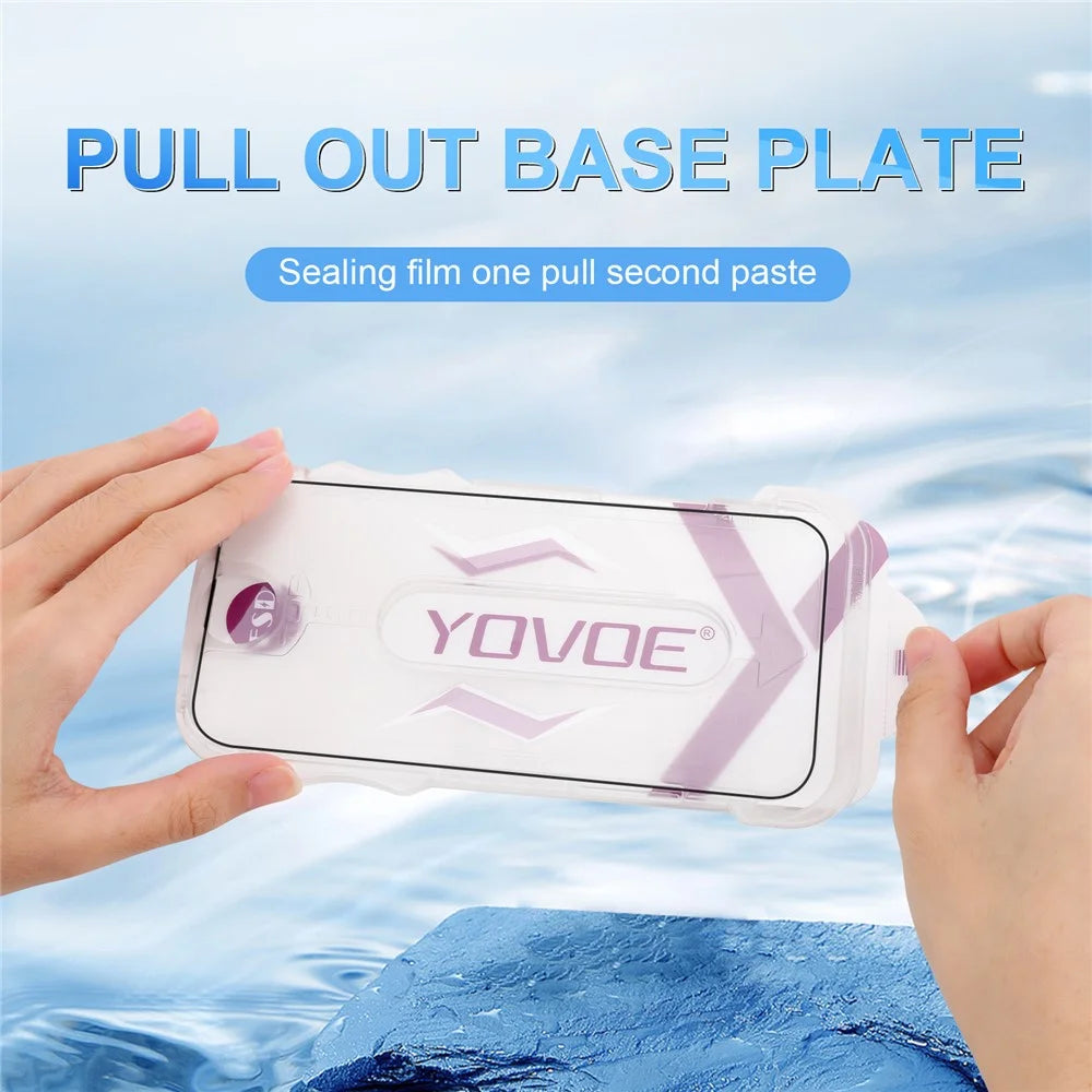 YOVOE For iPhone 14 Pro Max Screen Protector Silk Printing HD Tempered Glass Film with Installation Tool - 2