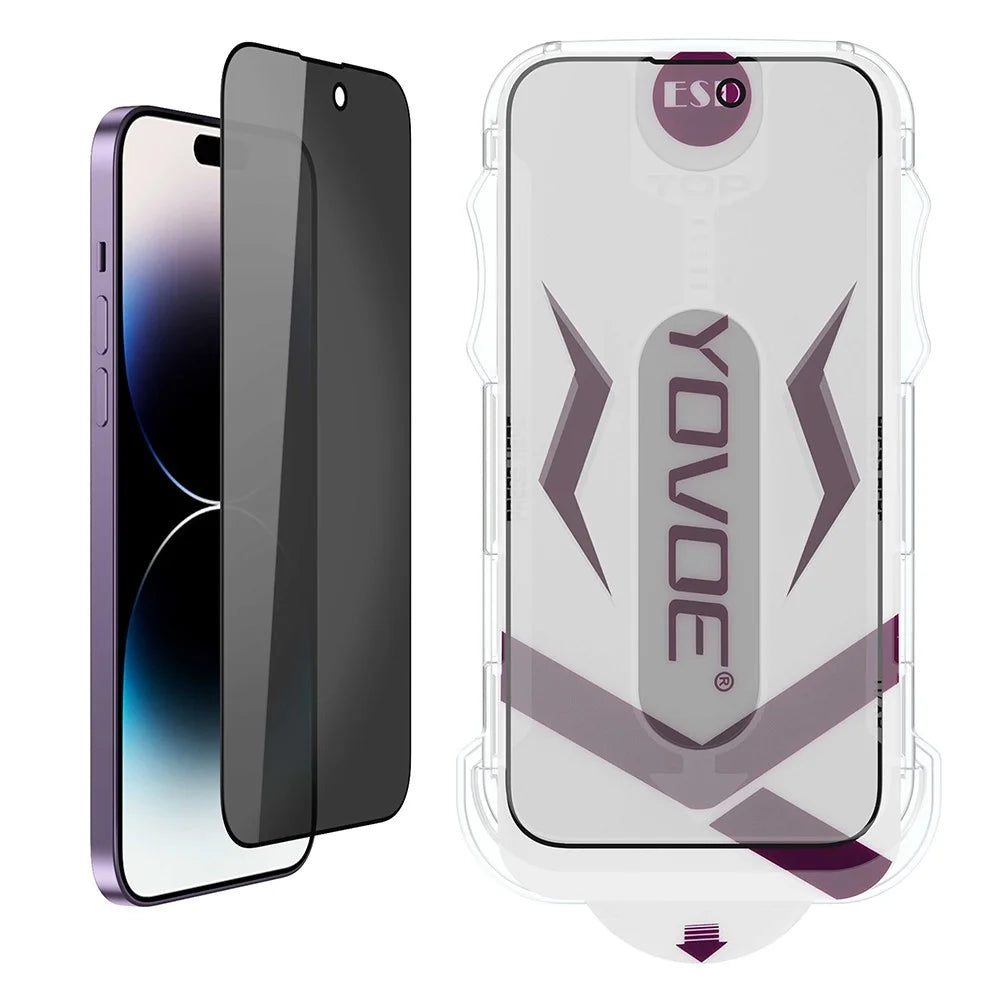 YOVOE For iPhone 15 Pro Max Screen Protector 28-Degree Anti Spy Tempered Glass Film with Installation Tool - 1