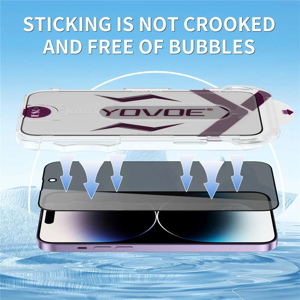 YOVOE For iPhone 16 Plus Screen Protector 28-Degree Anti Spy Tempered Glass Film with Installation Tool - 6
