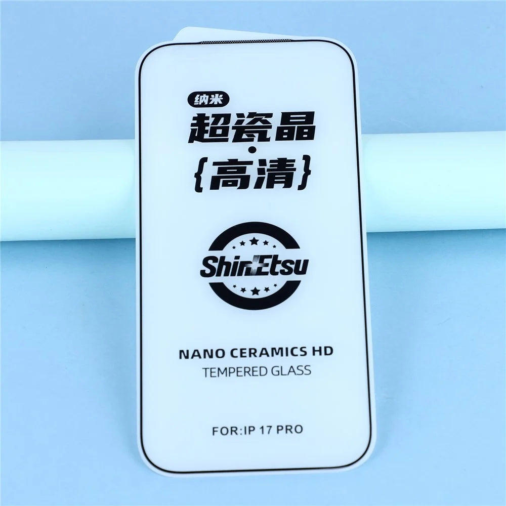 For iPhone 17 / 16 Pro Screen Protector Full Coverage Black Edge Silk Printing HD Tempered Glass Film with Dust Mesh - 4