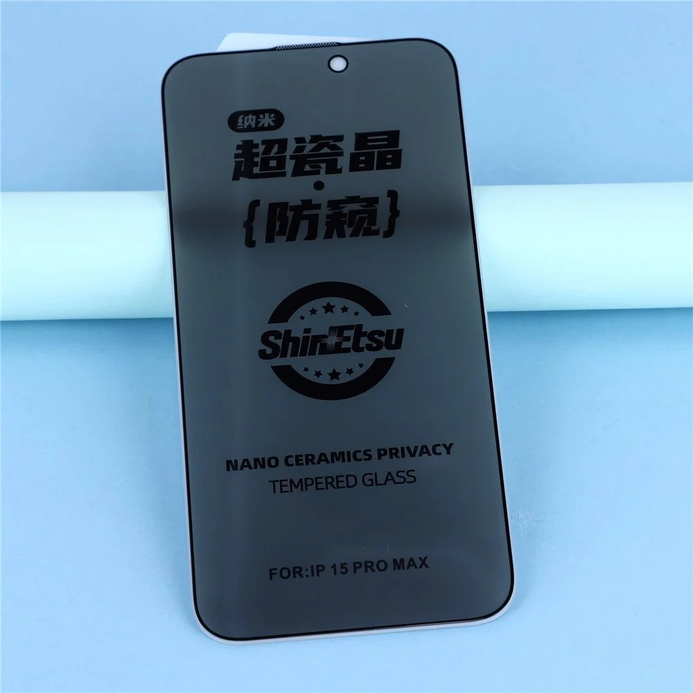 For iPhone 16 Pro  /  iPhone 17 Privacy Screen Protector 180 Degree Anti Spy Tempered Glass Film Full Coverage Silk Printing Edge - 3