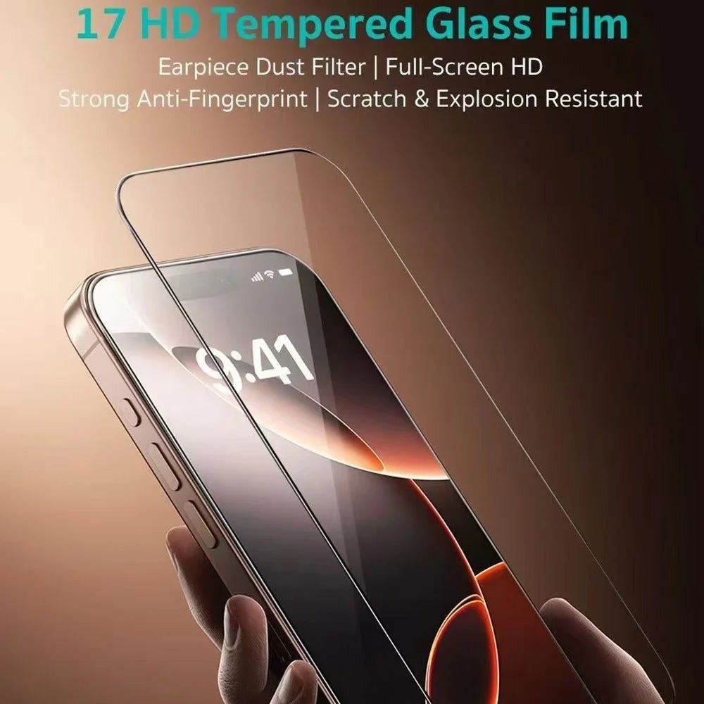 COTECI For iPhone 17 Full Screen Protector HD Silk Printing Tempered Glass Film with Dust Removal Tool - 5