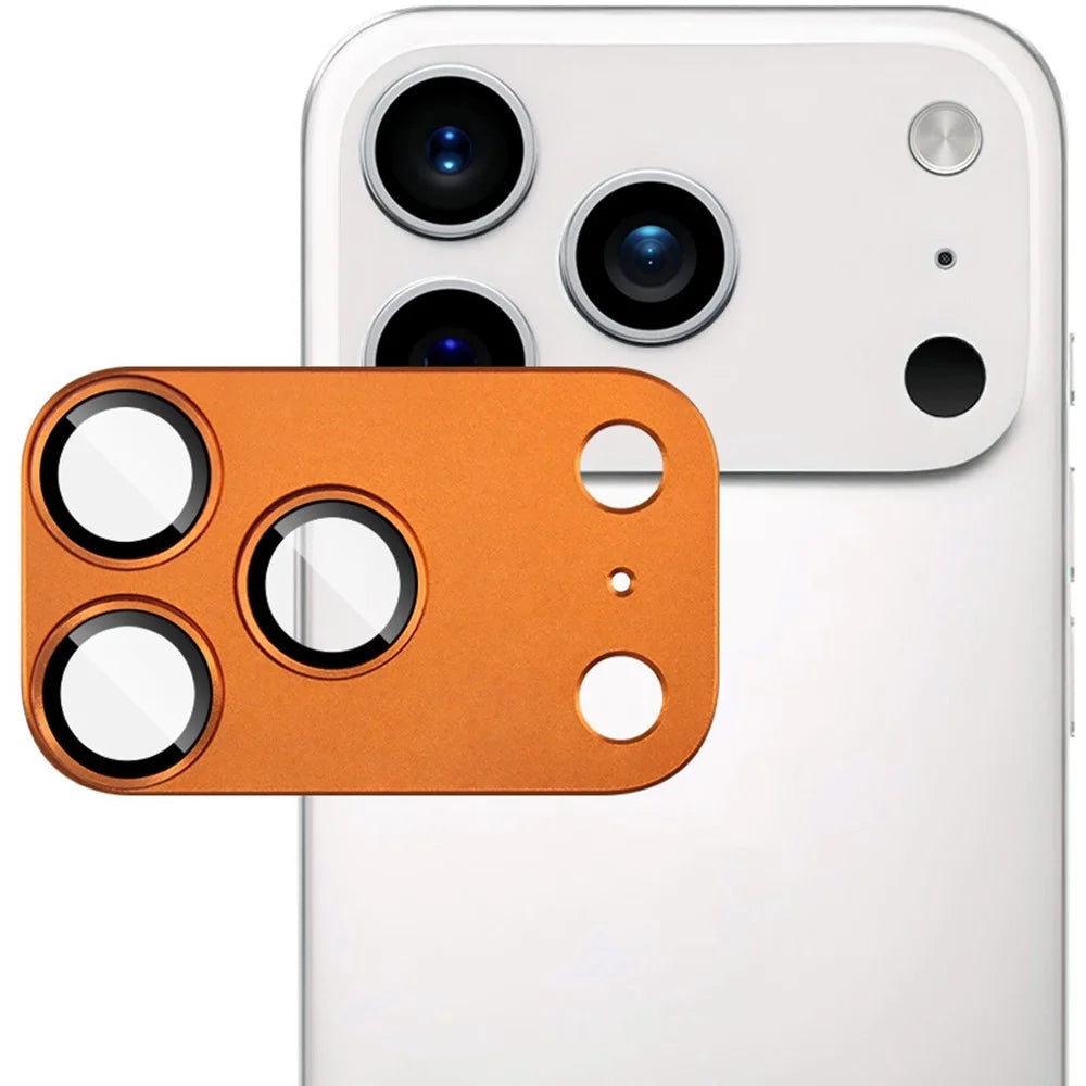 IMAK For iPhone 17 Pro Max Camera Lens Film Metal Lens Cap + Tempered Glass Lens Protector - Orange - 1