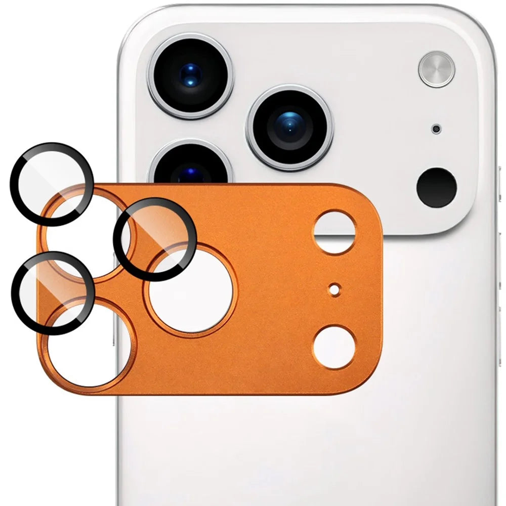 IMAK For iPhone 17 Pro Max Camera Lens Film Metal Lens Cap + Tempered Glass Lens Protector - Orange - 2