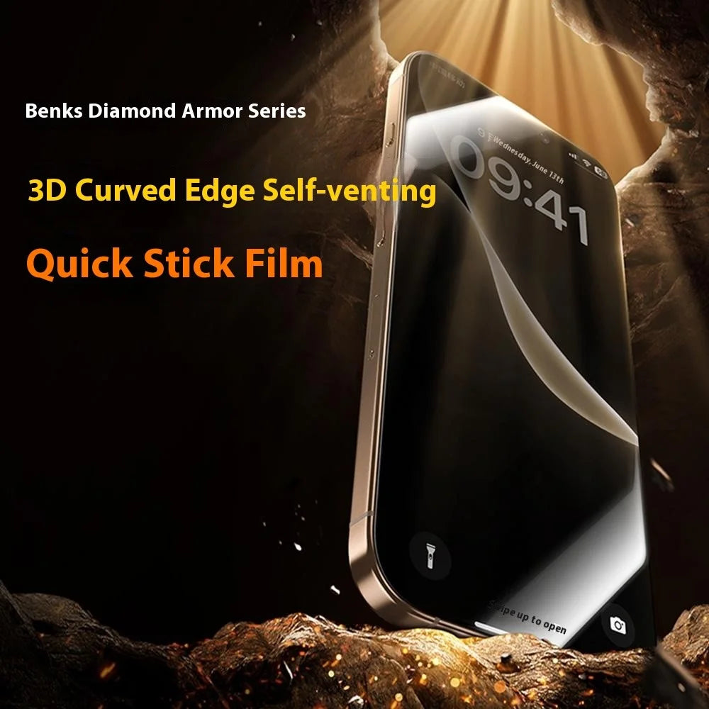 BENKS For iPhone 17 Pro Anti Spy Screen Protector Hot Bending Full Glue Corning Gorilla Glass Film - 2