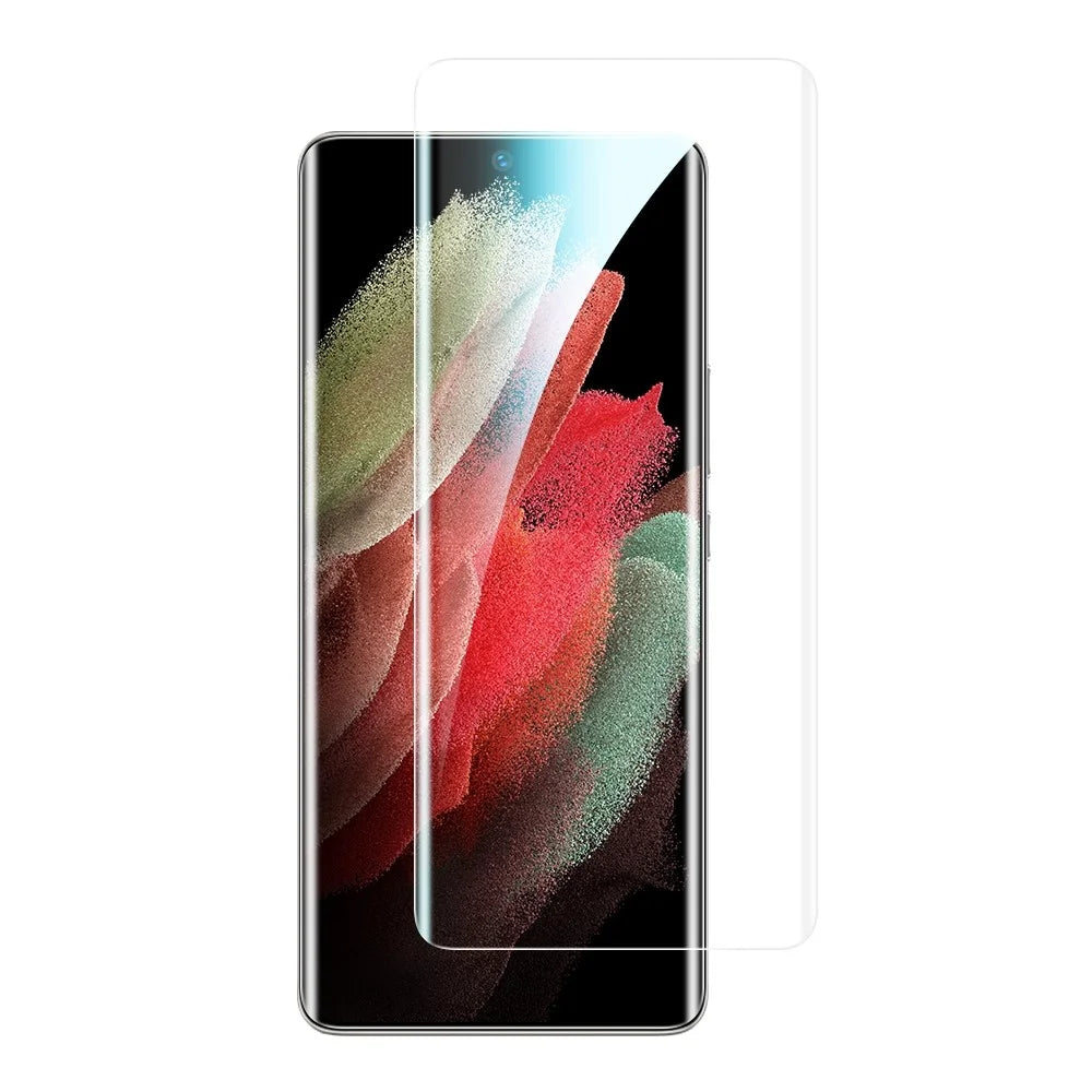 For Samsung Galaxy S21 Ultra 5G Full Covering Anti-explosion Screen Protector HD Clear Side Glue Curved Tempered Glass Film - Transparent - 1