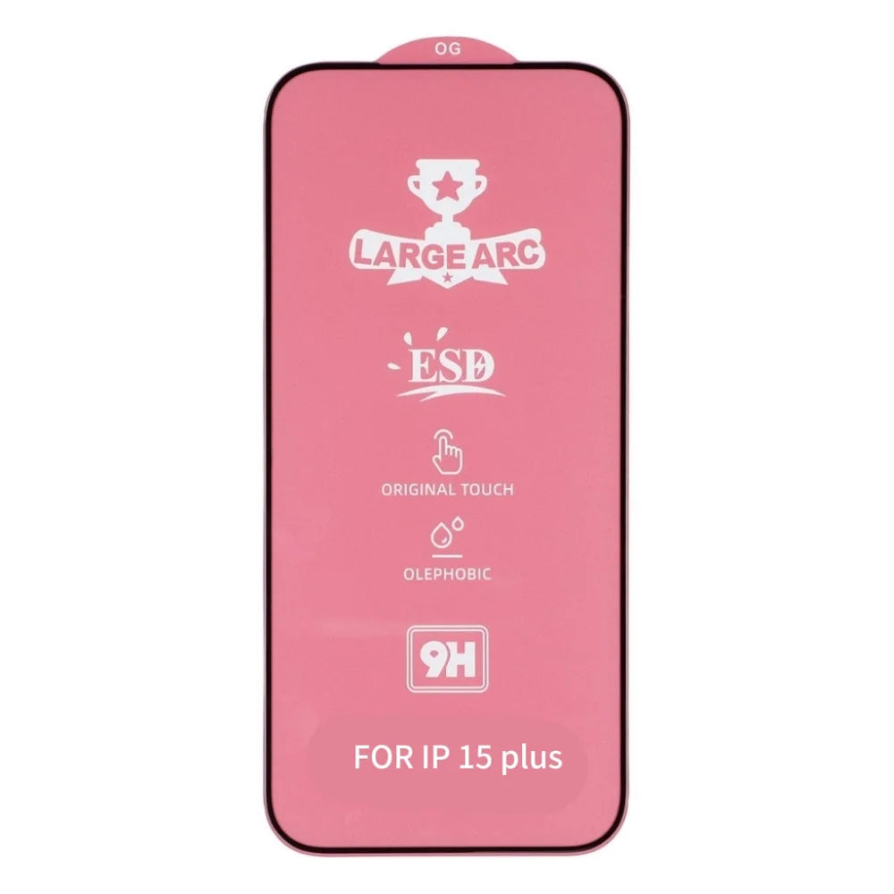 For iPhone 15 Plus Screen Protector High Aluminium-Silicon Glass Silk Printing HD Film - Black - 2