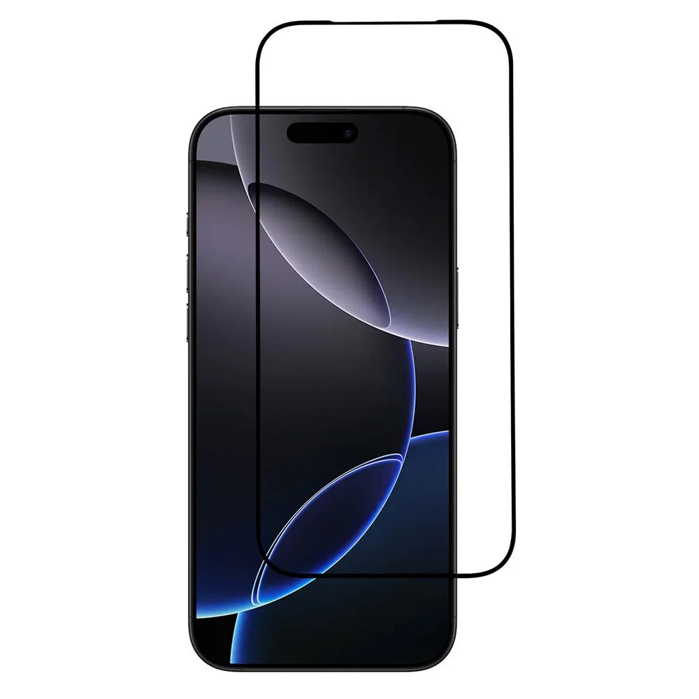 For iPhone 16 Screen Protector High Aluminium-Silicon Glass Silk Printing HD Film - Black - 1