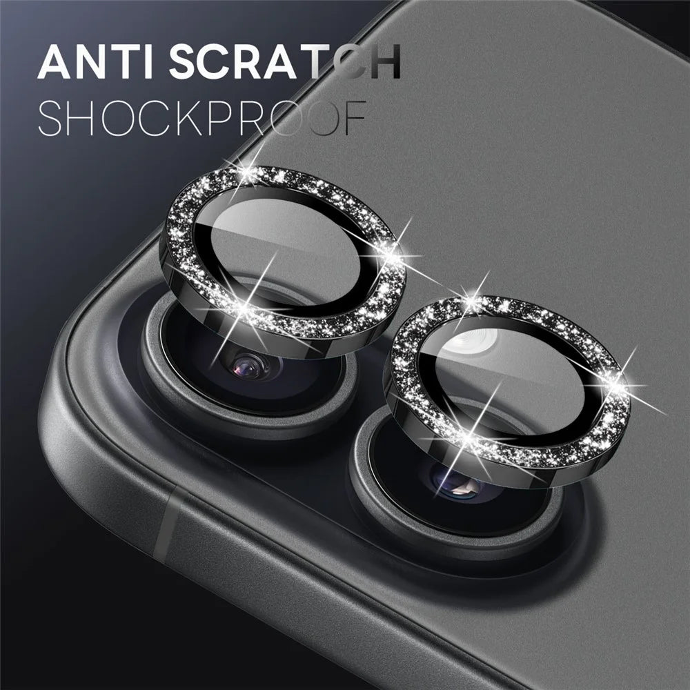 NORTHJO 1 Set For iPhone 17 Camera Lens Film Tempered Glass+Metal Glitter Rear Lens Protector - Black - 2