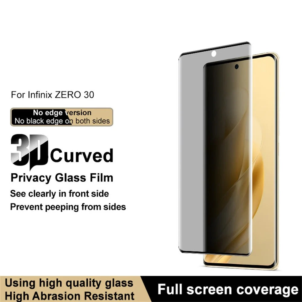 IMAK For Infinix Zero 30 4G Anti Spy Tempered Glass Side Glue Full Screen Protector (No Edge Version) - 3