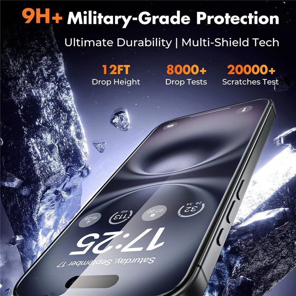 For iPhone 17 HD Full Screen Protector Silk Printing Black Edge High Aluminium-silicon Glass Film - 6