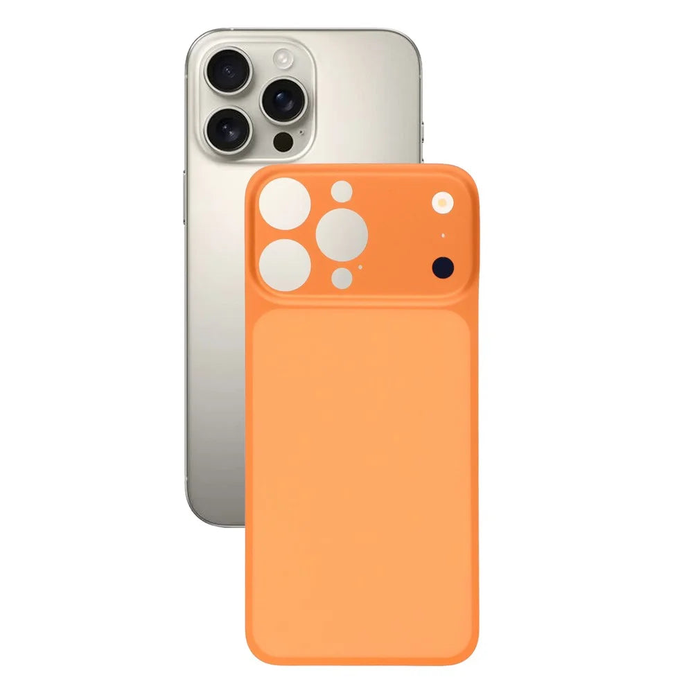 For iPhone 14 Pro Max Back Cover Film Transform to 17 Pro Max Full Coverage PMMA Phone Back Protector - Orange - 1