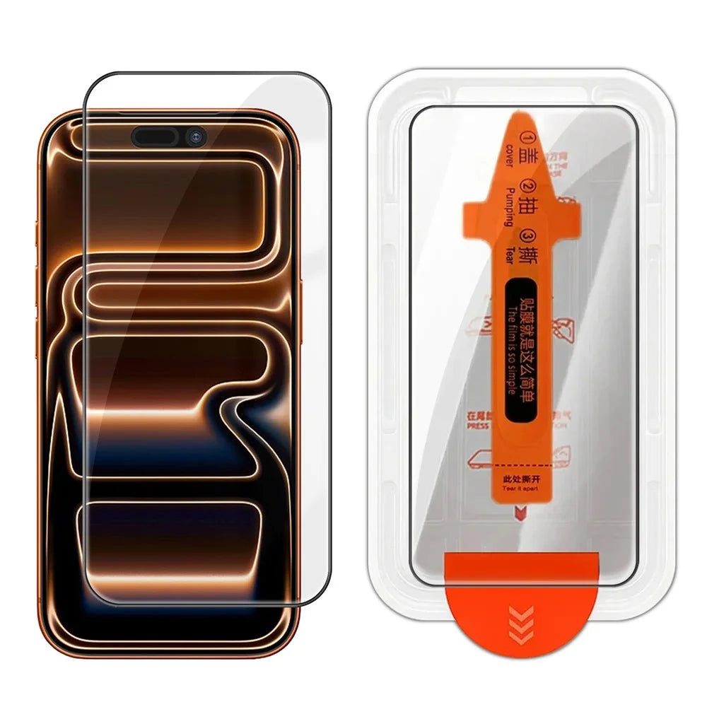 For iPhone 18 Pro Max / 17 Pro Max Full Screen Protector HD Clear Silk Printing High Aluminium-silicon Glass Film with Dust Removal Installation Frame - 1