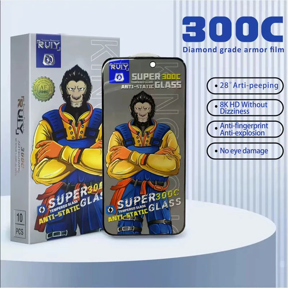 For iPhone 17 Pro Max 10Pcs Anti-Spy Full Screen Protector 300C Large Arc Anti Static Silk Printing Tempered Glass Film - As Shown - 7