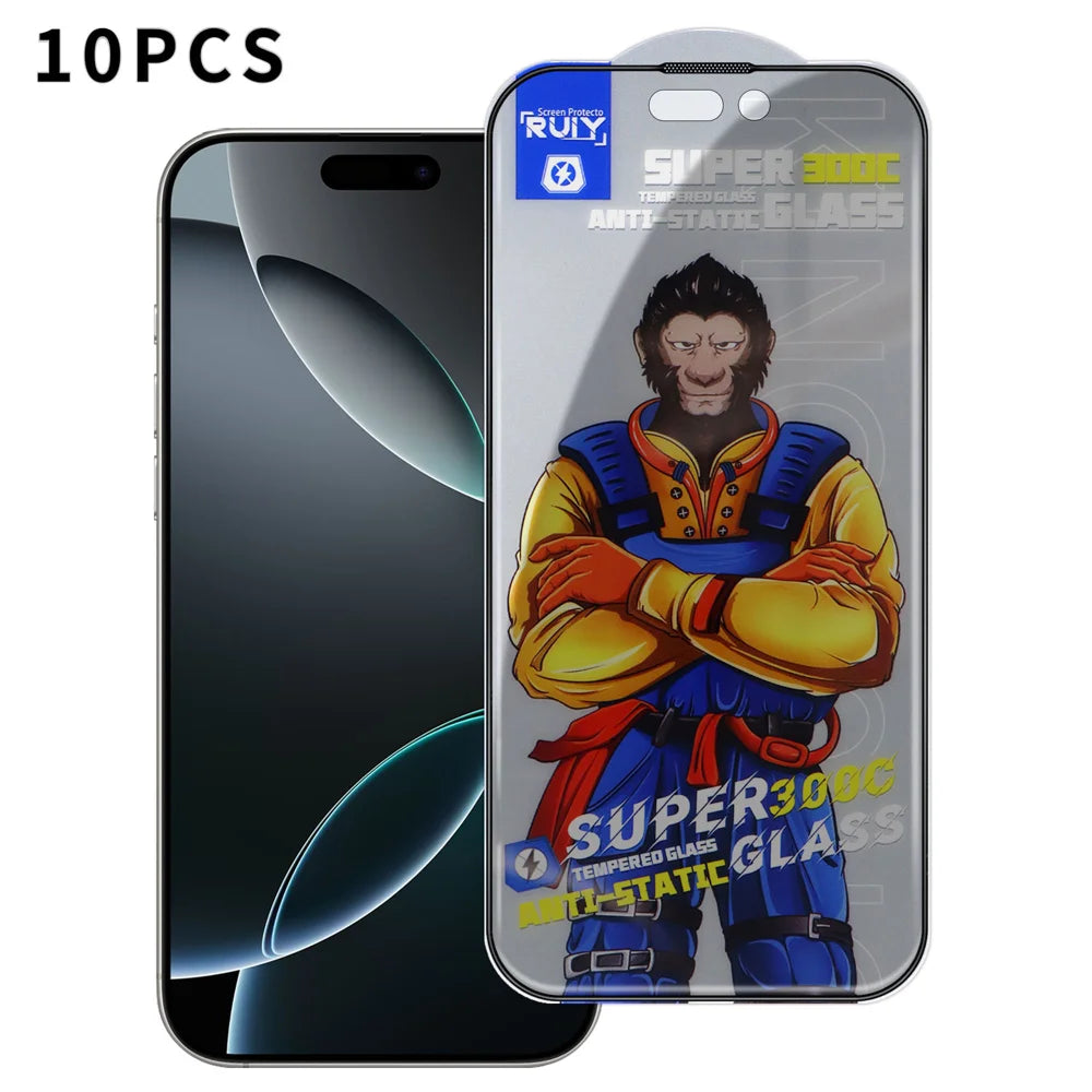 For iPhone 16 Pro Max 10Pcs Anti-Spy Full Screen Protector 300C Large Arc Anti Static Silk Printing Tempered Glass Film - As Shown - 1