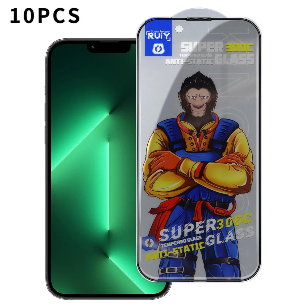 For iPhone 13 Pro 10Pcs Anti-Spy Full Screen Protector 300C Large Arc Anti Static Silk Printing Tempered Glass Film - As Shown - 1