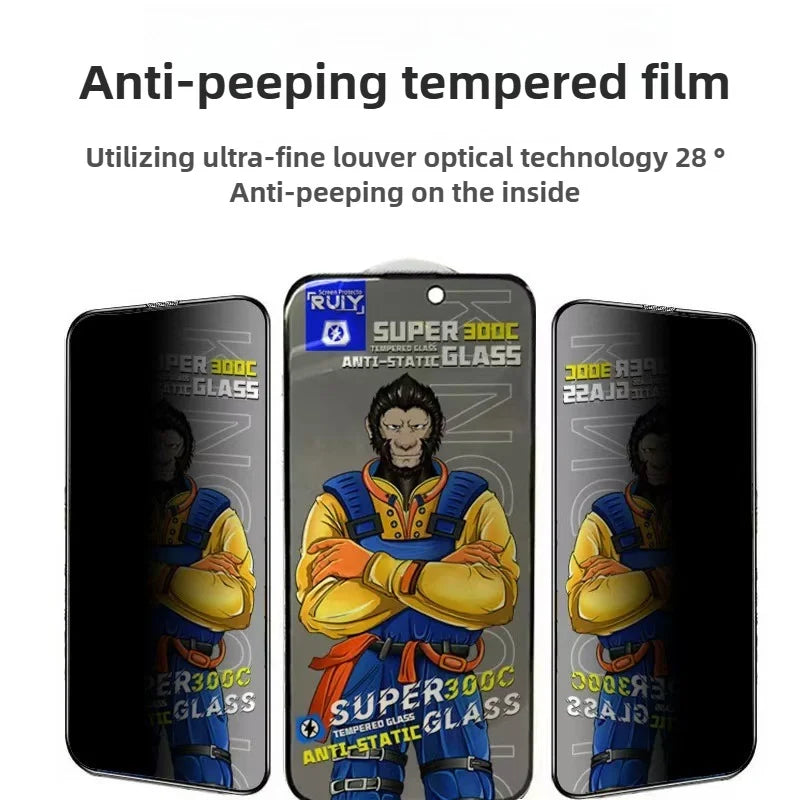 For iPhone 13 Pro 10Pcs Anti-Spy Full Screen Protector 300C Large Arc Anti Static Silk Printing Tempered Glass Film - As Shown - 2