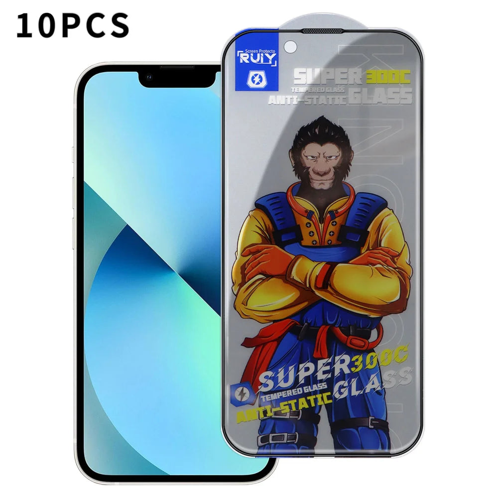 For iPhone 13 10Pcs Anti-Spy Full Screen Protector 300C Large Arc Anti Static Silk Printing Tempered Glass Film - As Shown - 1