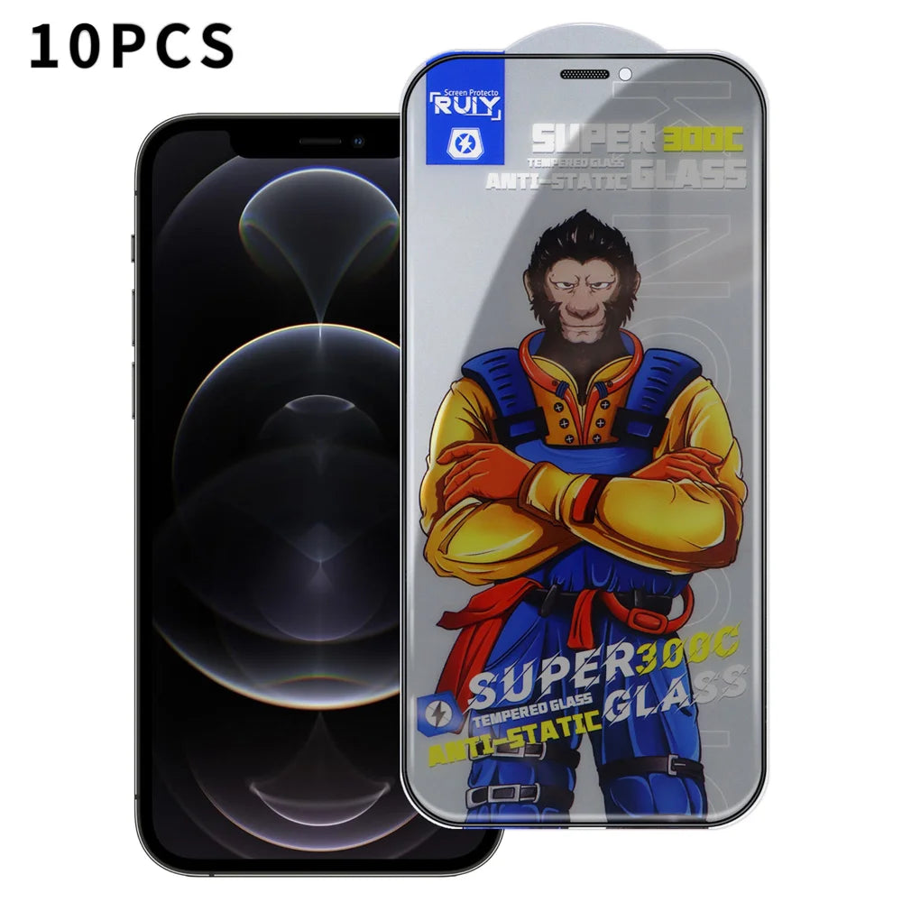For iPhone 12 Pro 10Pcs Anti-Spy Full Screen Protector 300C Large Arc Anti Static Silk Printing Tempered Glass Film - As Shown - 1