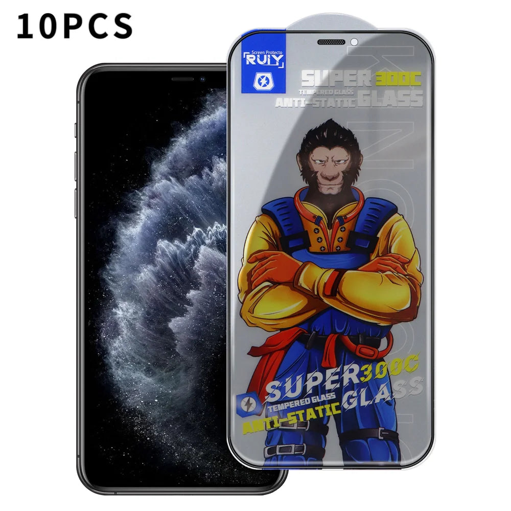 For iPhone 11 Pro Max 10Pcs Anti-Spy Full Screen Protector 300C Large Arc Anti Static Silk Printing Tempered Glass Film - As Shown - 1