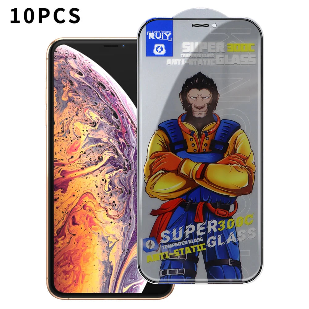 For iPhone XS 5.8 inch 10Pcs Anti-Spy Full Screen Protector 300C Large Arc Anti Static Silk Printing Tempered Glass Film - As Shown - 1