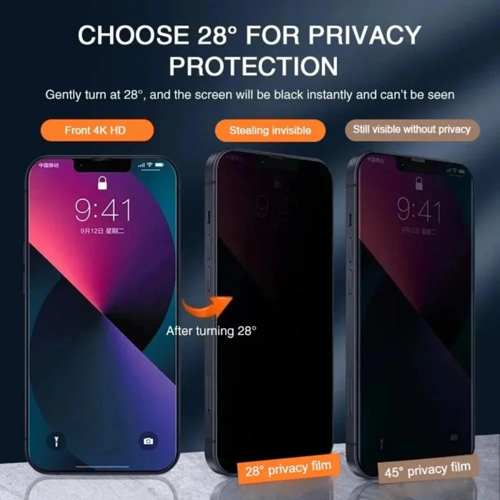 For iPhone 13 Anti Spy Privacy Full Screen Protector Black Edge High Aluminium-silicon Glass Film - As Shown - 5