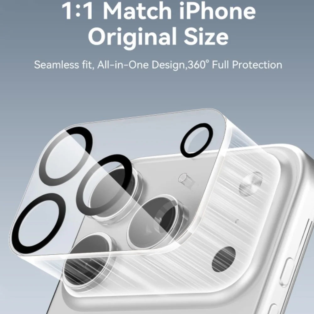 For iPhone 17 Pro Camera Lens Protector Black Ring Silk Printing Tempered Glass Acrylic Lens Film - 2