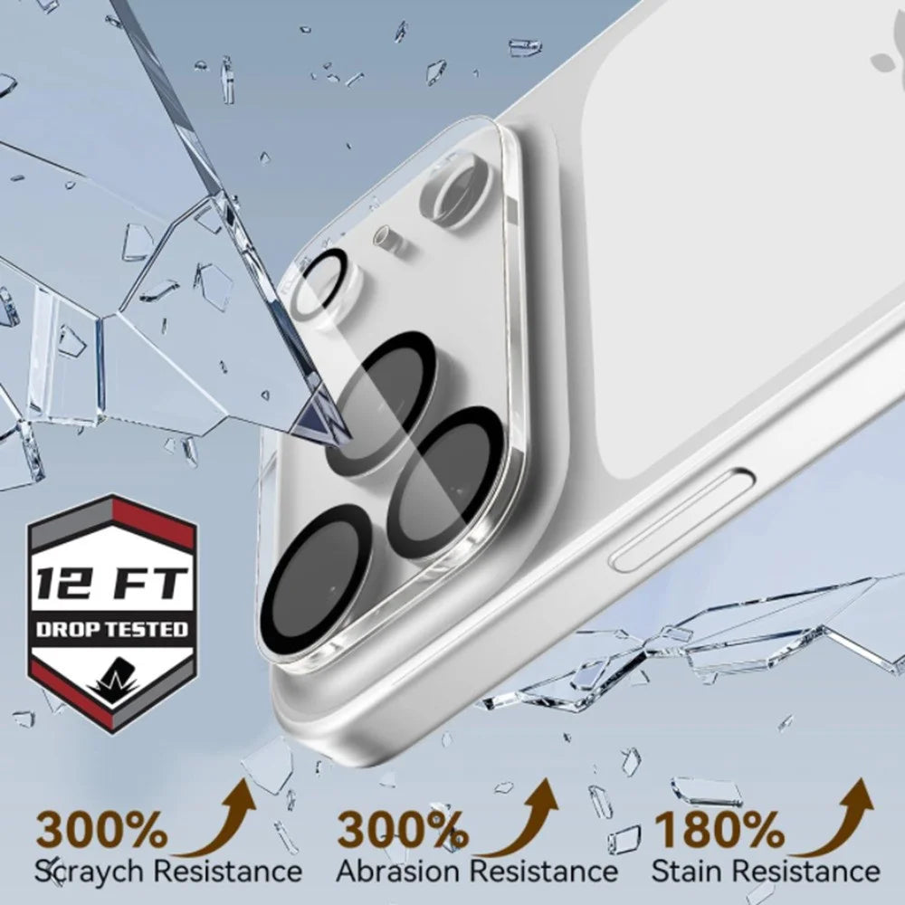 For iPhone 17 Pro Camera Lens Protector Black Ring Silk Printing Tempered Glass Acrylic Lens Film - 3