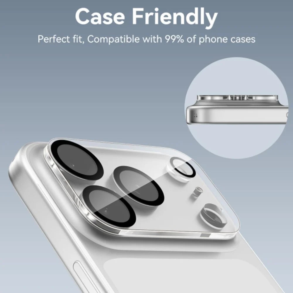 For iPhone 17 Pro Max Camera Lens Protector Black Ring Silk Printing Tempered Glass Acrylic Lens Film - 5