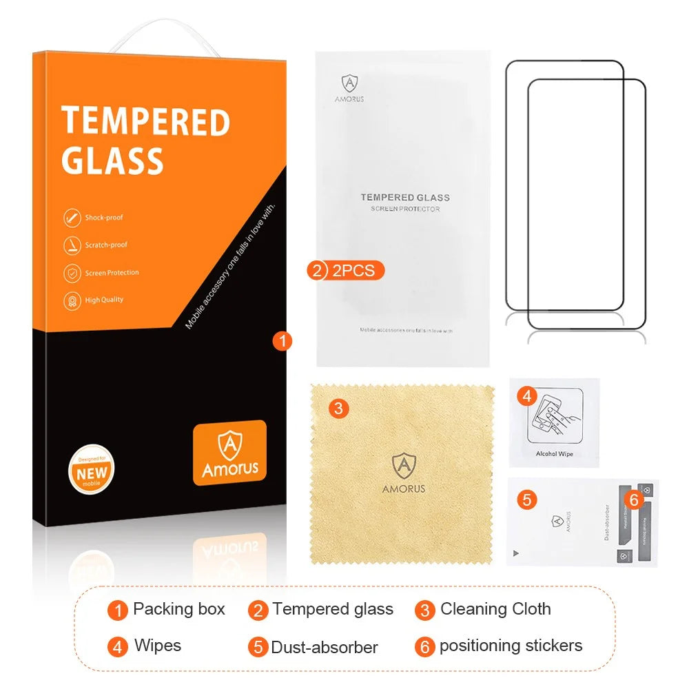 AMORUS 2Pcs For Honor Magic8 5G Full Screen Protector Shatterproof Silk Printing Full Glue Tempered Glass Film - 7