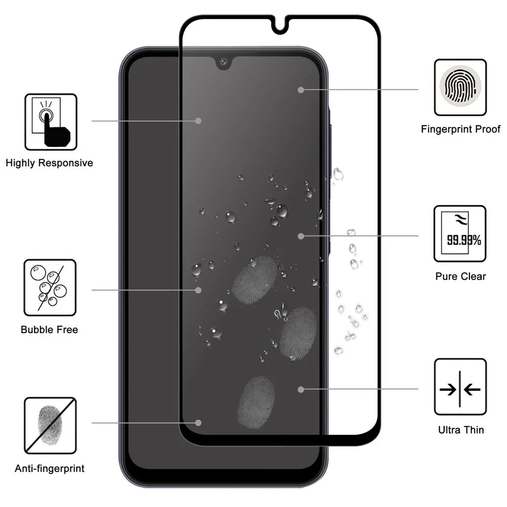 For Samsung Galaxy A57 5G AGC Tempered Glass with Black Edge Full Glue Full Coverage Screen Protector - 2