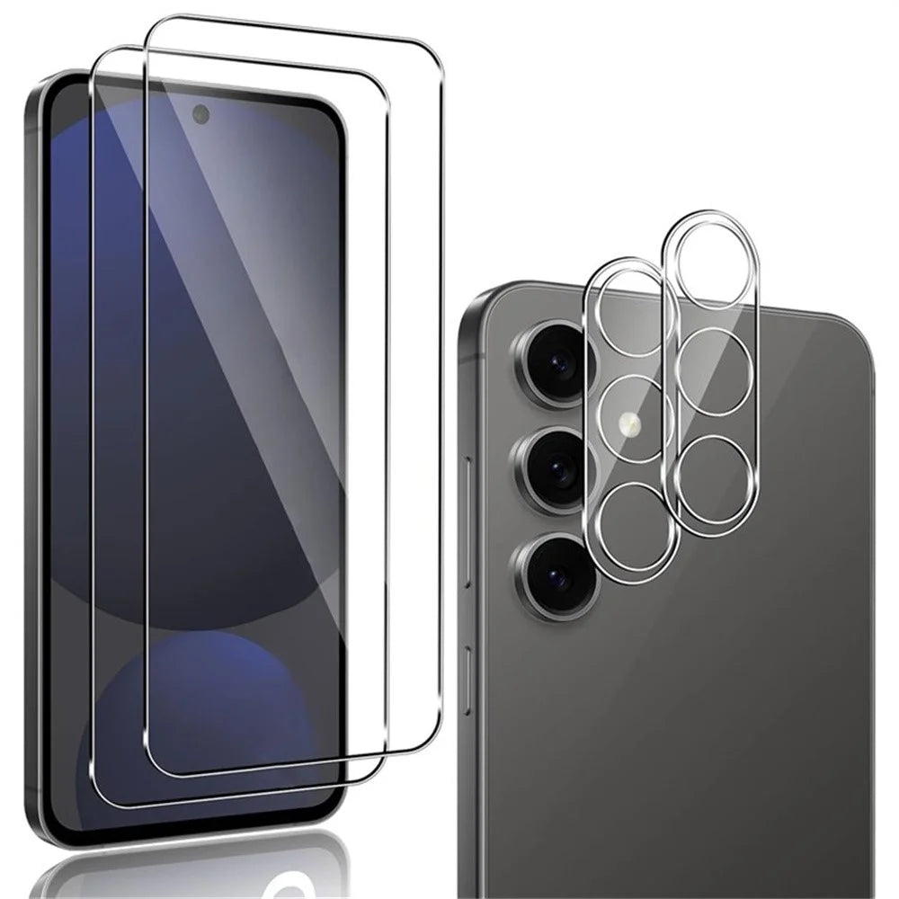 2Pcs For Samsung Galaxy A37 5G Screen Protector 2.5D Arc Edge High Clarity Tempered Glass Film with Camera Lens Film - 1