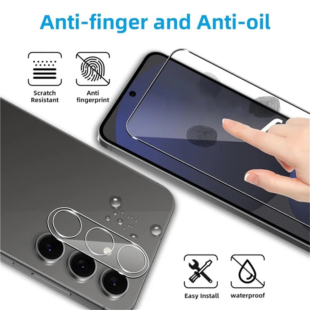 2Pcs For Samsung Galaxy A37 5G Screen Protector 2.5D Arc Edge High Clarity Tempered Glass Film with Camera Lens Film - 2