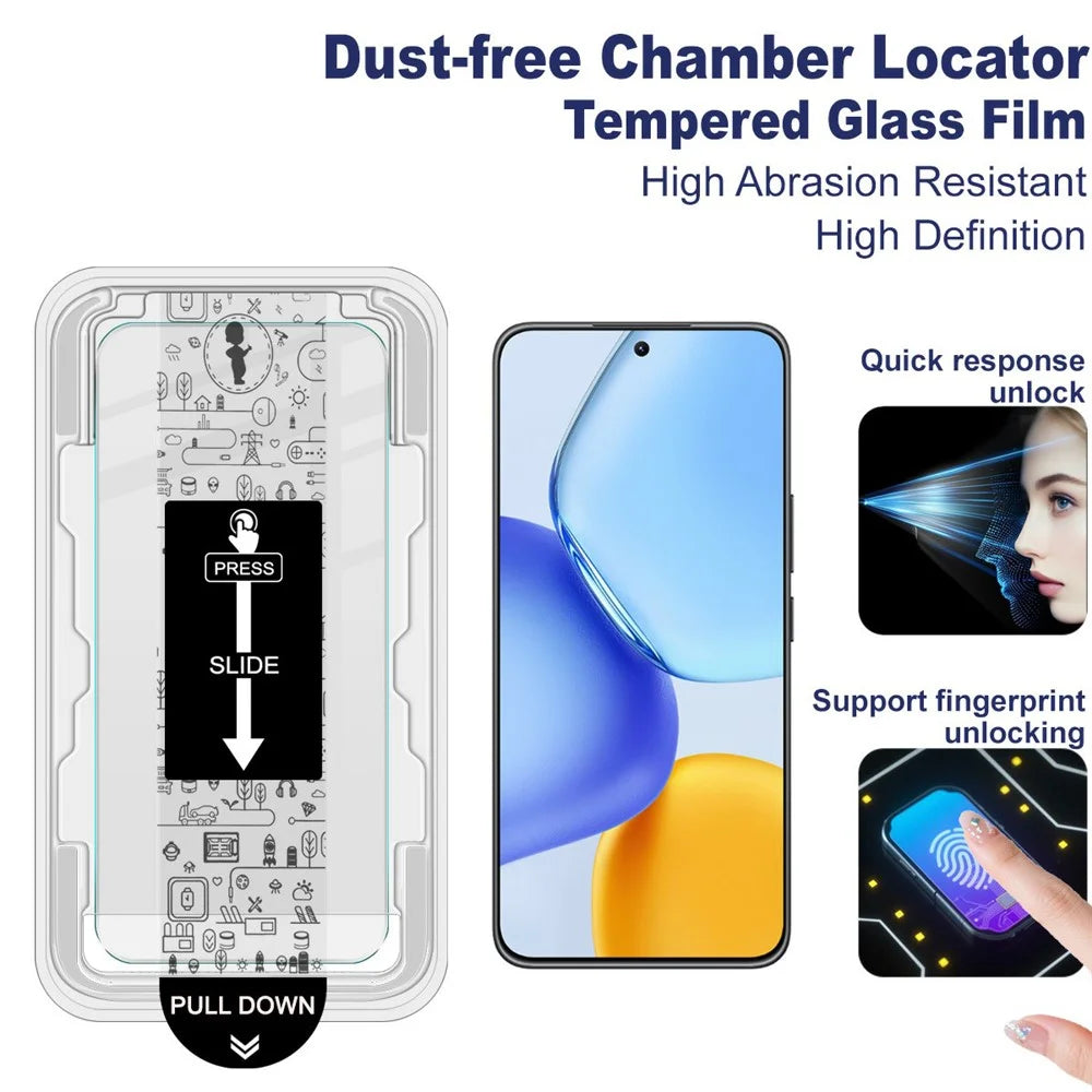 IMAK H Series For Honor X60 GT 5G Tempered Glass Screen Protector Easy Installation Film with Auto Dust-Remove Tool - Transparent Kit (NOT Complete Covering) (Fingerprint Unlock) - 3