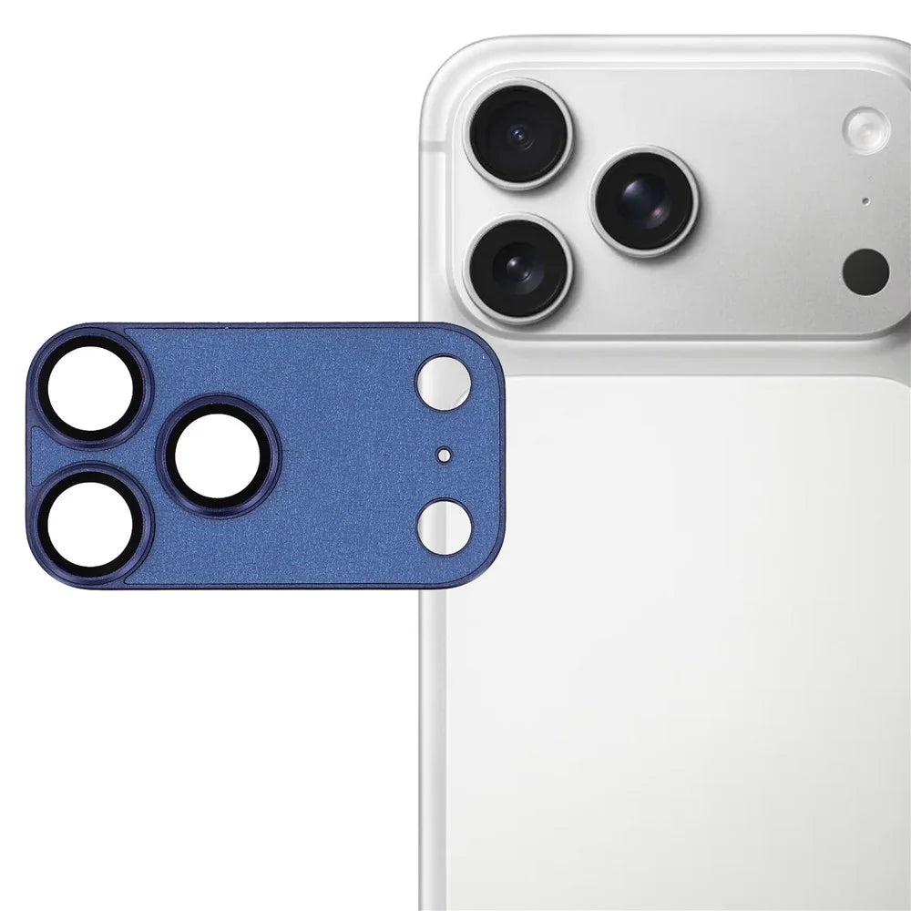 For iPhone 17 Pro 9H Hardness Tempered Glass Camera Lens Protector Full Cover Leather Coated PC Lens Film - Blue - 1