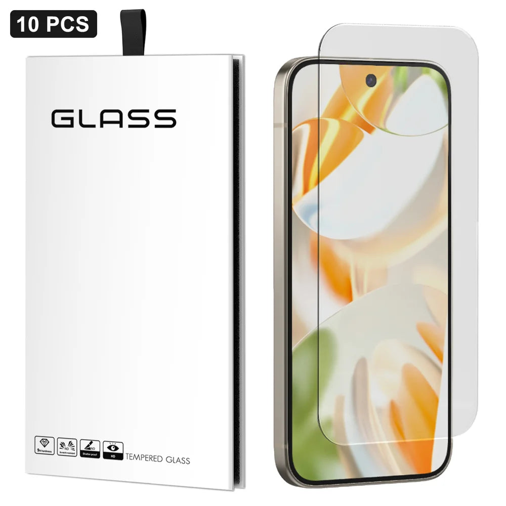 For Google Pixel 9 Pro XL 10Pcs Screen Protector 3D Large Arc Edge Thick Glue HD Clear High Aluminium-silicon Glass Film (NOT Complete Covering) - As Shown - 1