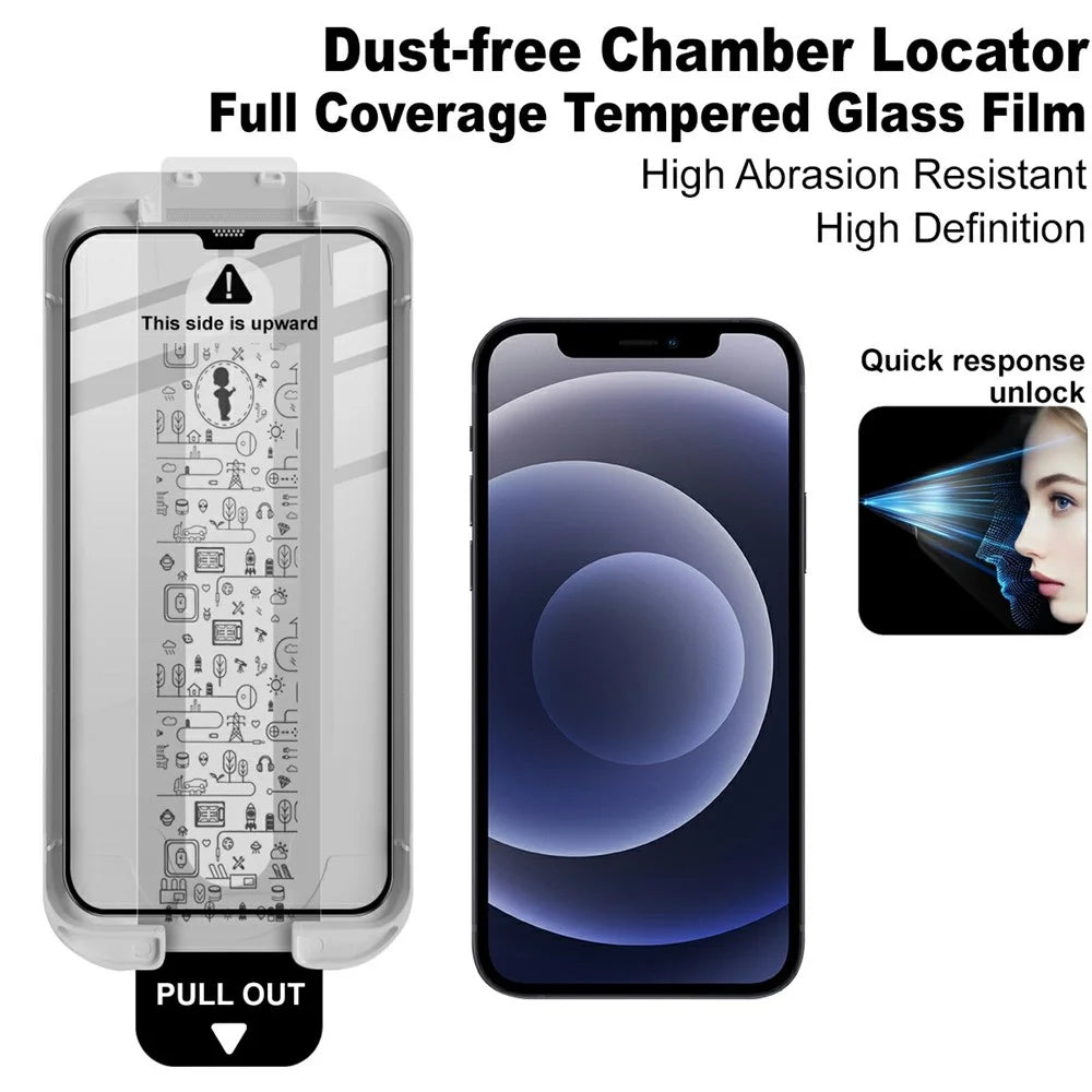 IMAK 3Pcs For iPhone 12 Pro Max Tempered Glass Full Screen Protector Full Glue Film with Dust-free Installation Tool - 5