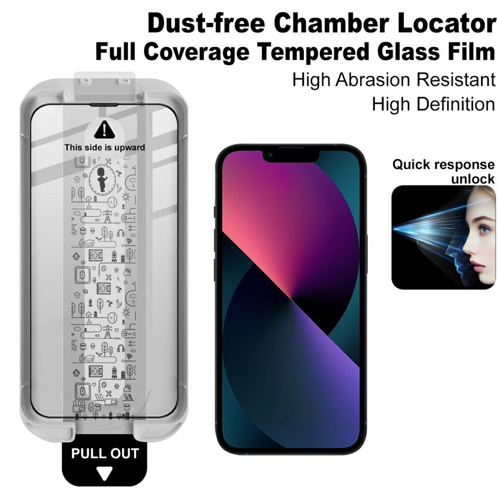IMAK 3Pcs For iPhone 14 Tempered Glass Full Screen Protector Full Glue Film with Dust-free Installation Tool - 5
