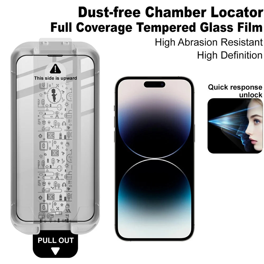 IMAK 3Pcs For iPhone 15 Tempered Glass Full Screen Protector Full Glue Film with Dust-free Installation Tool - 5