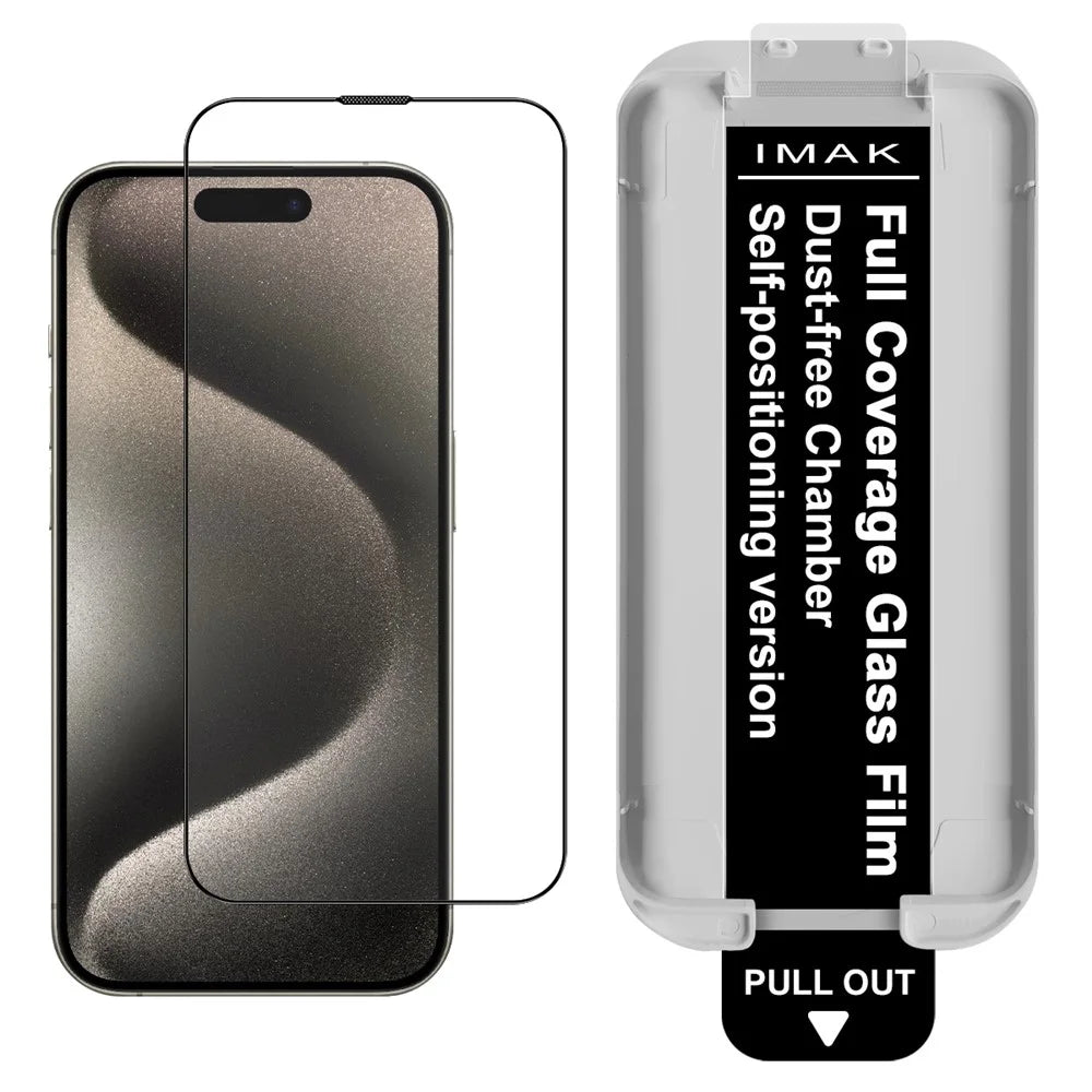 IMAK 3Pcs For iPhone 15 Pro Tempered Glass Full Screen Protector Full Glue Film with Dust-free Installation Tool - 2