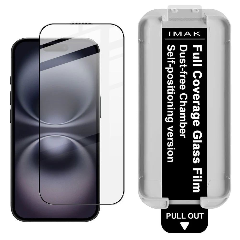 IMAK 3Pcs For iPhone 16 Pro Tempered Glass Full Screen Protector Full Glue Film with Dust-free Installation Tool - 2