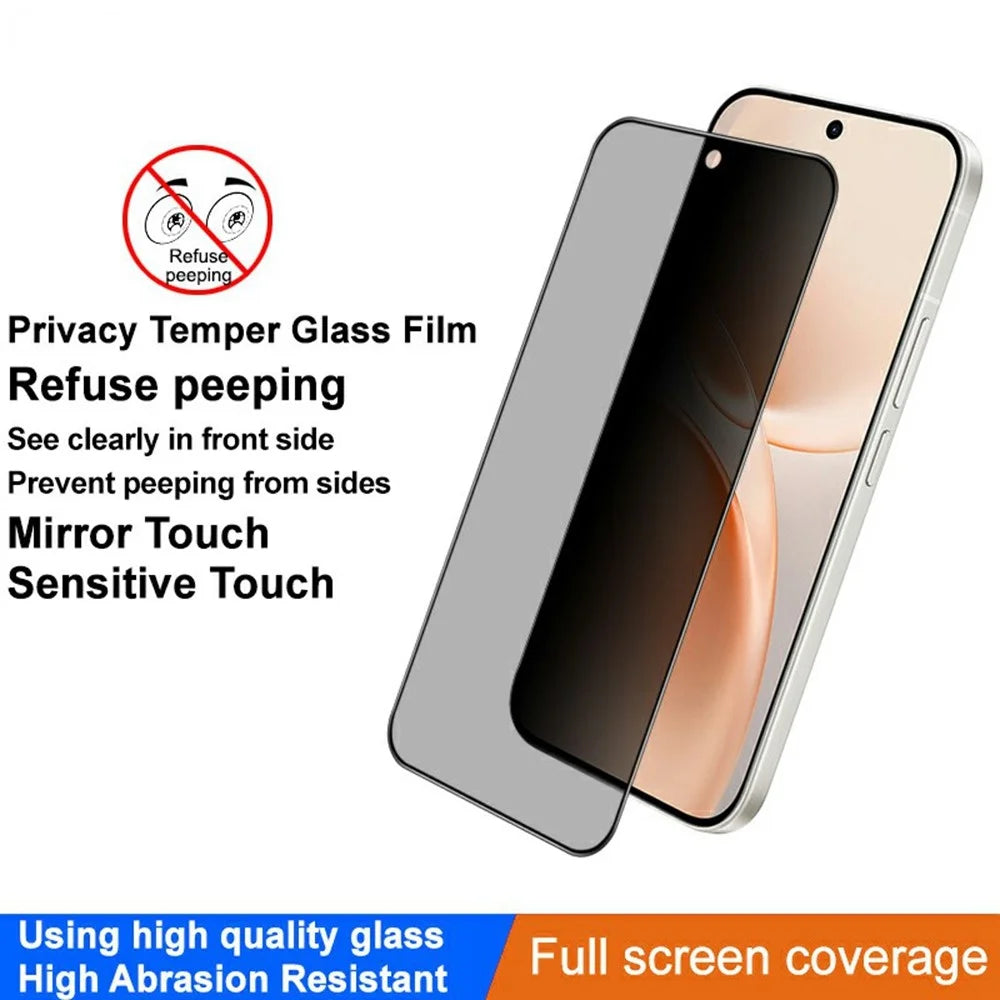 IMAK For vivo S60 5G / S60 Vitality / S50 5G Privacy Screen Protector Anti Peep Full Cover Tempered Glass Film (Fingerprint Unlock) - Black - 3