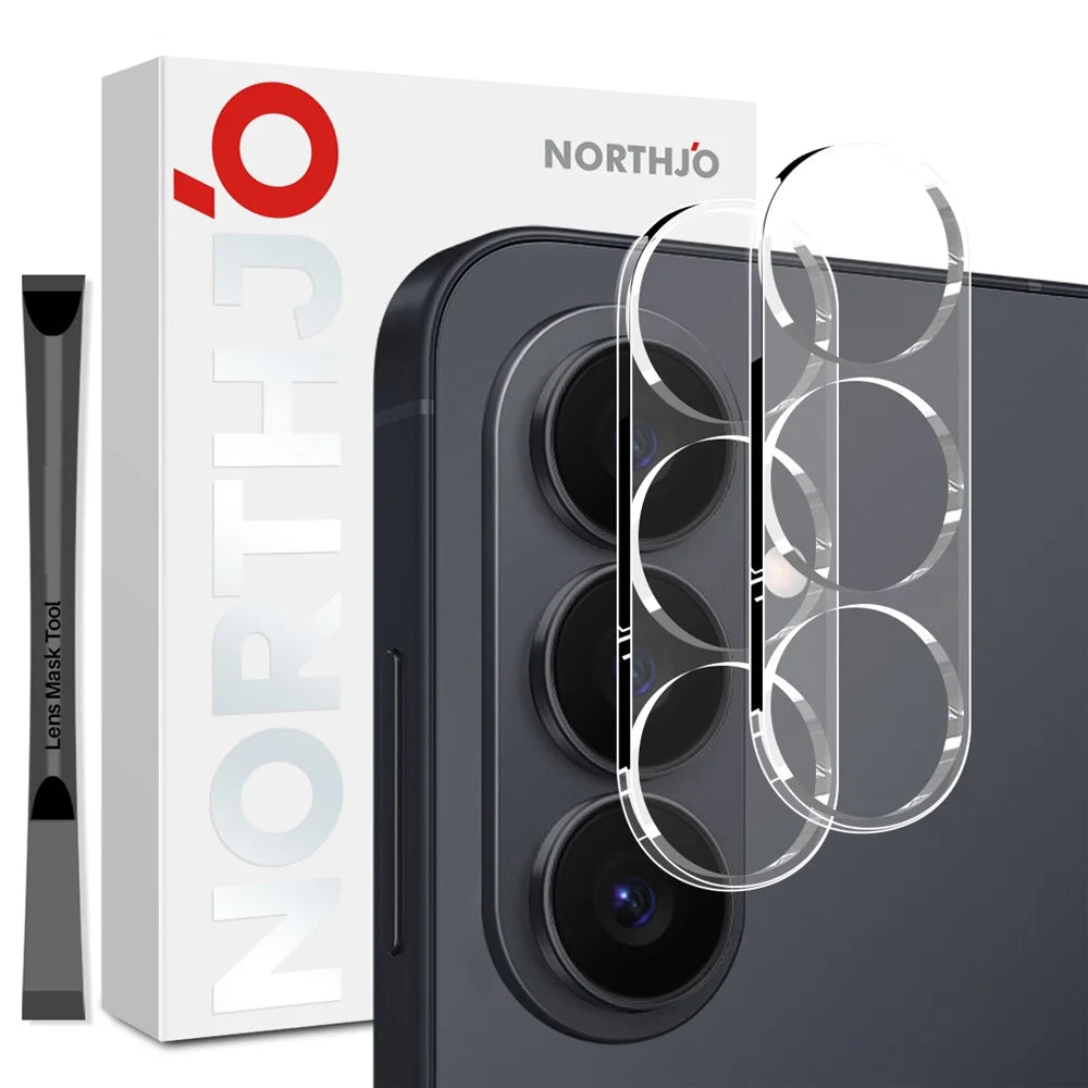 NORTHJO 2Pcs For Samsung Galaxy S26 Tempered Glass Camera Lens Protector Clear 3D Integrated Full Coverage - 1