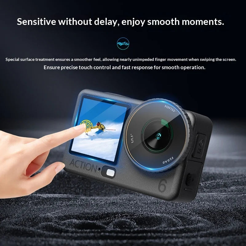 STARTRC 2 Sets For DJI Osmo Action 6 Anti Scratch Tempered Glass Front and Rear Screen Protector with Lens Film - Clear - 4