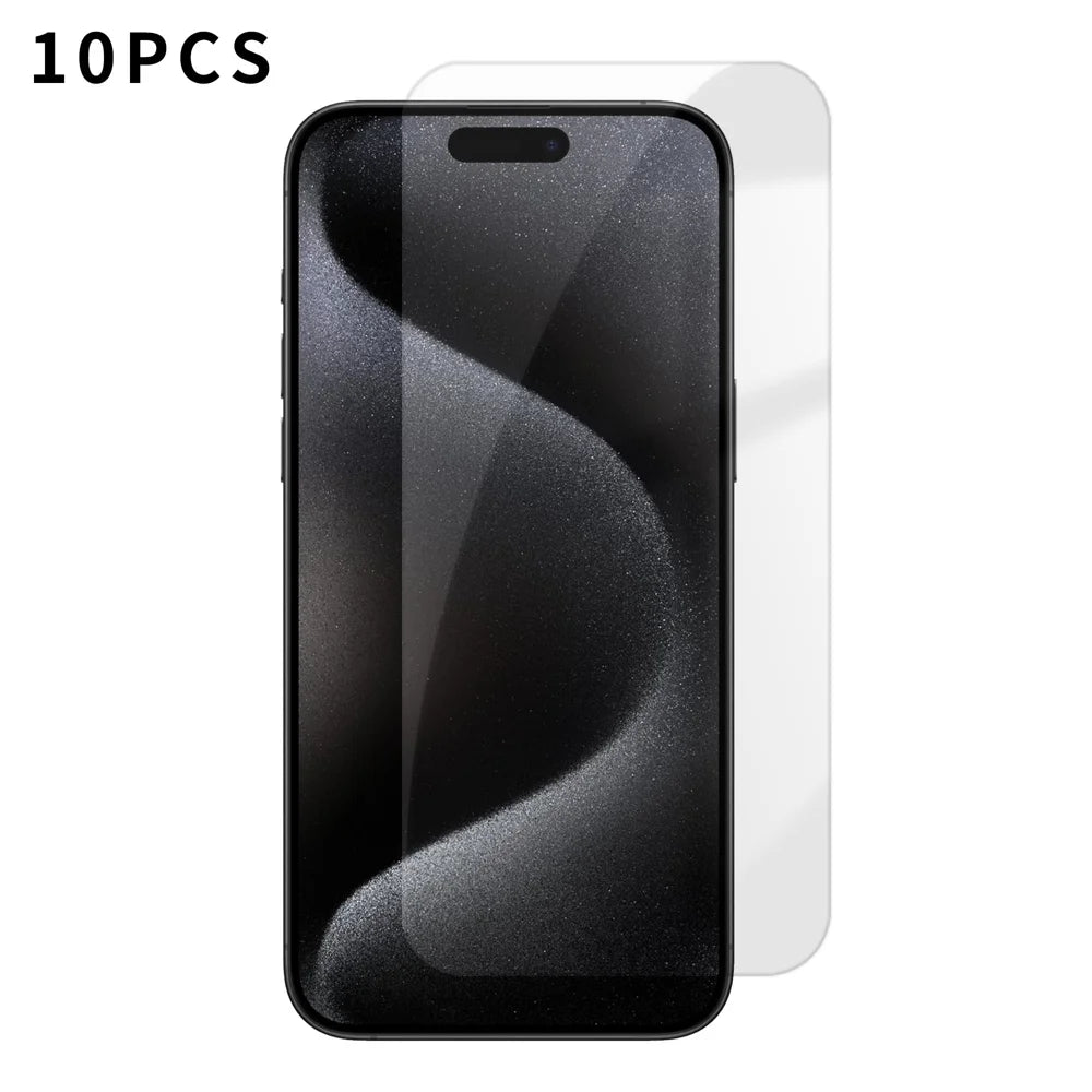 For iPhone 15 Pro 10Pcs HD Screen Protector High Aluminium-silicon Anti-fingerprint Tempered Glass Film (Not Complete Covering) - As Shown - 1