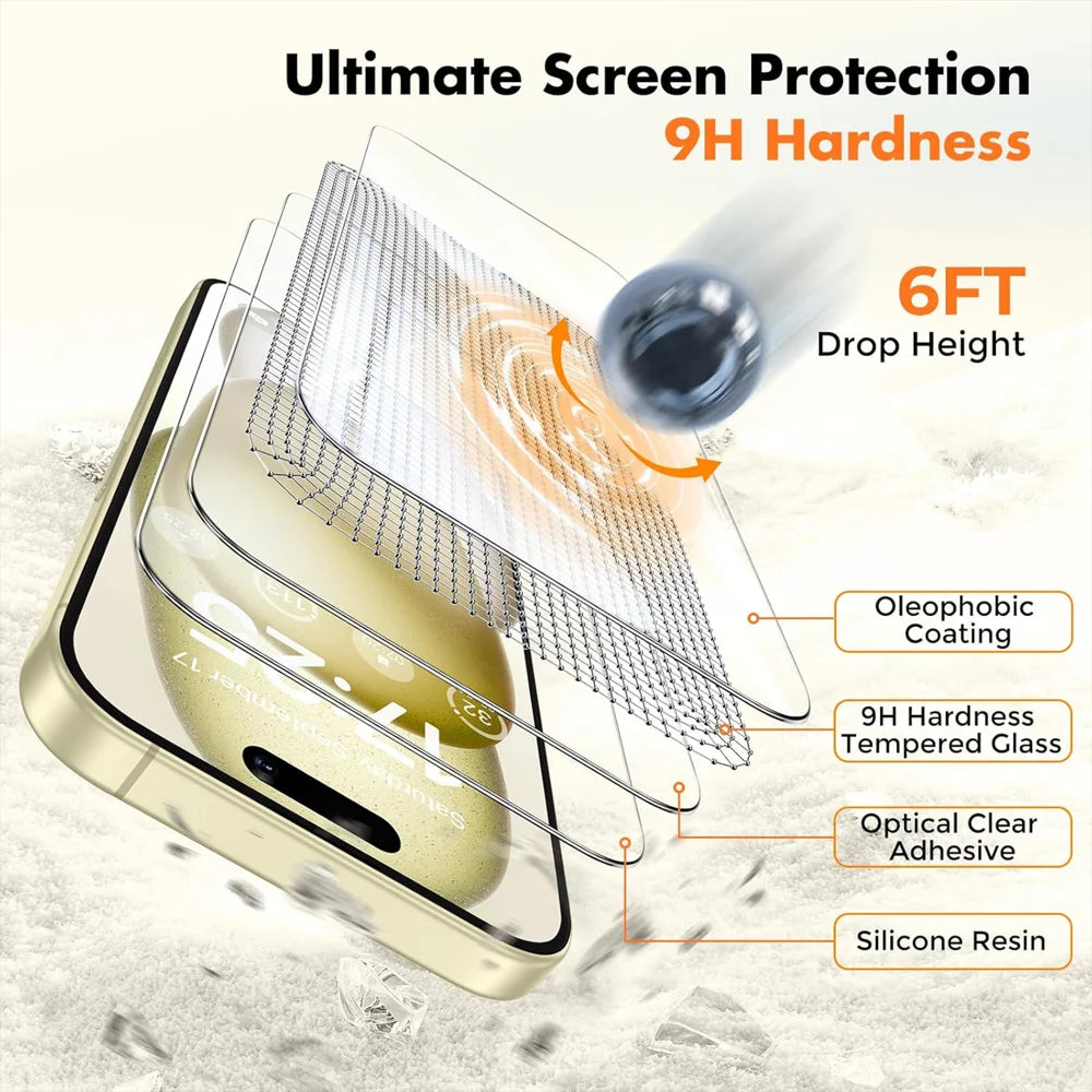 For iPhone 15 Pro Max 10Pcs HD Screen Protector High Aluminium-silicon Anti-fingerprint Tempered Glass Film (Not Complete Covering) - As Shown - 6