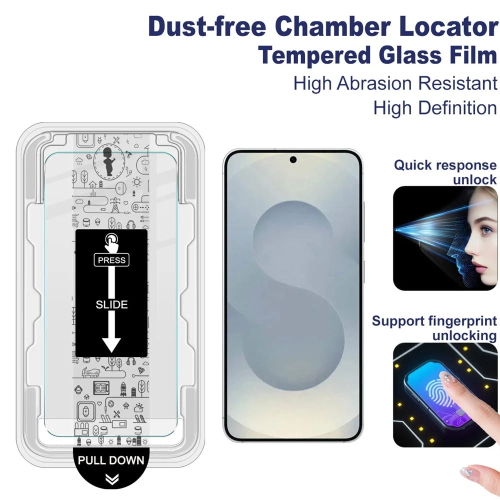 IMAK H Series For Samsung Galaxy S26 Tempered Glass Screen Protector Easy Installation Film with Auto Dust-Remove Tool - Transparent Kit (NOT Complete Covering) (Fingerprint Unlock) - 2