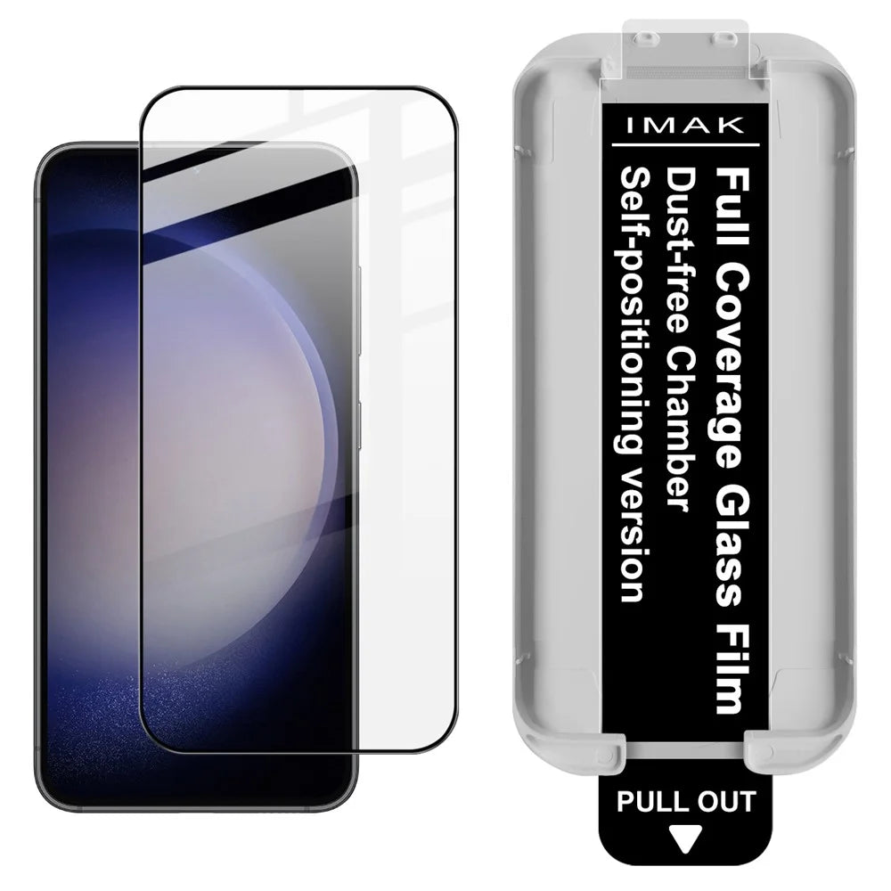 IMAK 3Pcs For Samsung Galaxy S23 / S22 5G Tempered Glass Full Screen Protector Full Glue Film with Dust-free Installation Tool (Fingerprint Unlock) - Black - 2